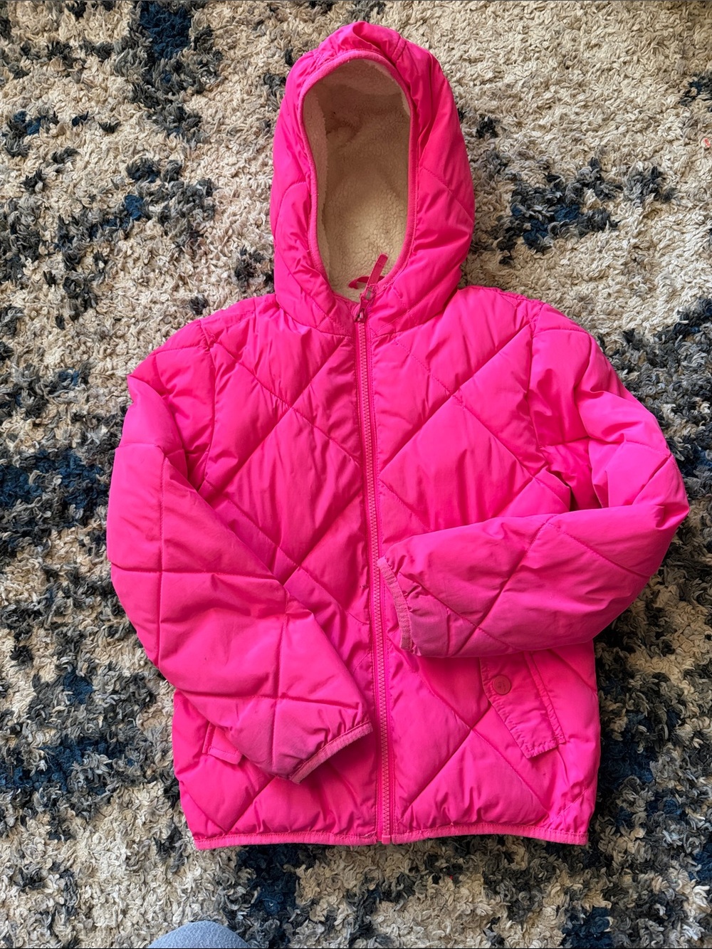 Girls' Insulated Hooded Puffer Jacket - Hot Pink